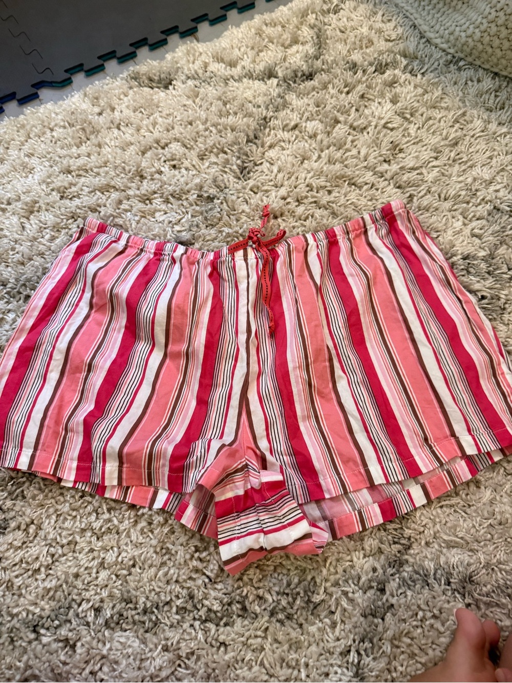 Alfani Pink and White Striped Lounge Shorts